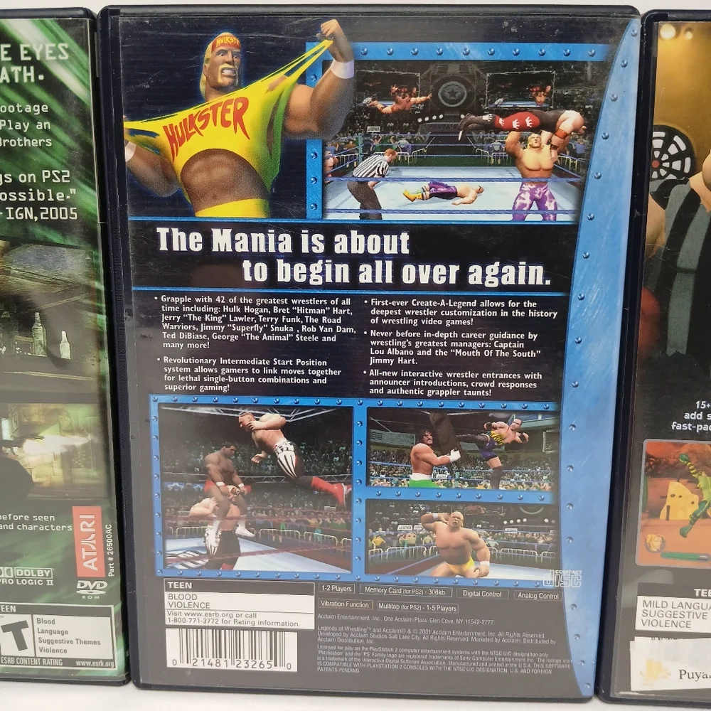 Sony Playstation 2 Video Game Lot Of 3 Black & Bruised Legends Wrestling Matrix